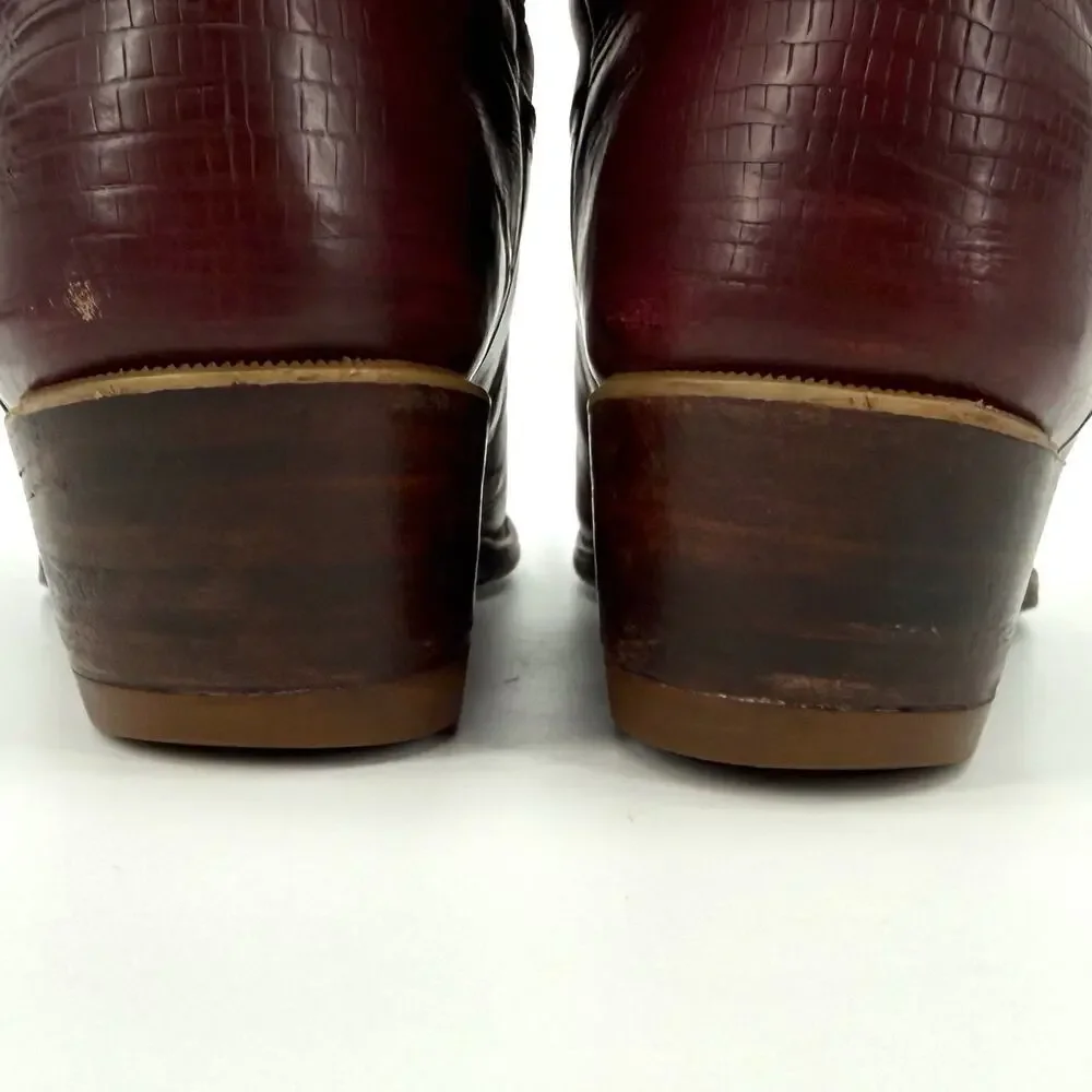 VTG Siete Leguas Red Leather Lizard Embossed Thunderbird Cowboy Boots Size 10E